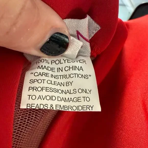 Jovani Red Dress Size 14 XL Puff Sleeve Lucky Gown Black Tie Formal Slit NWT - Picture 9 of 11